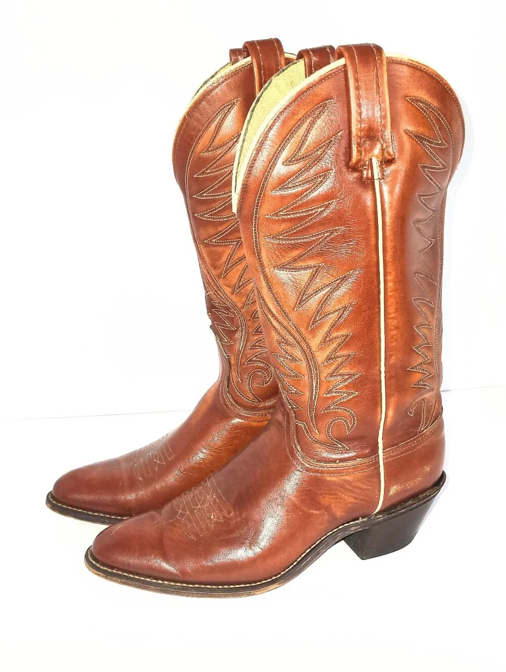 Vintage acme Cowboy Boots 1970's Genuine Leather Western Flame 7 C - Picture 2 of 16